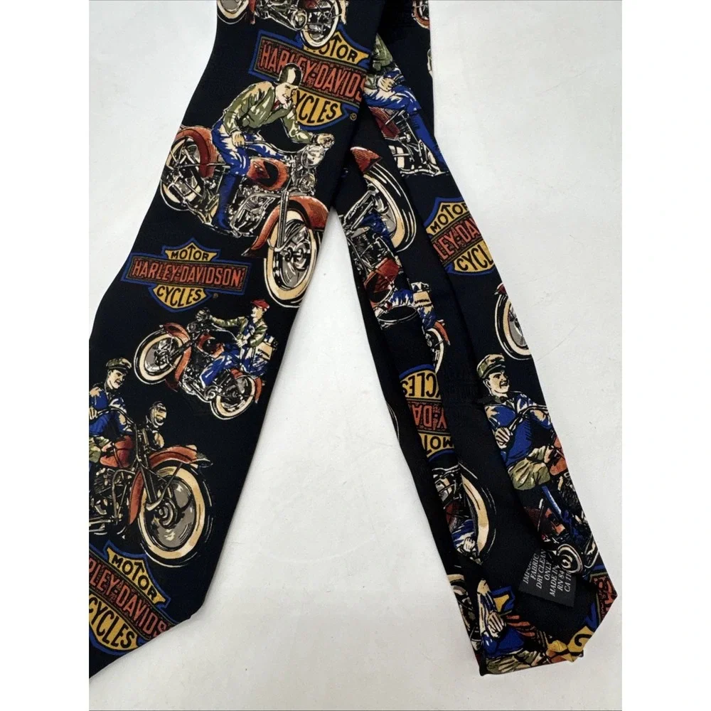 Vtg Ralph Marlin Mens Tie 1994 Harley Davidson Antiques USA